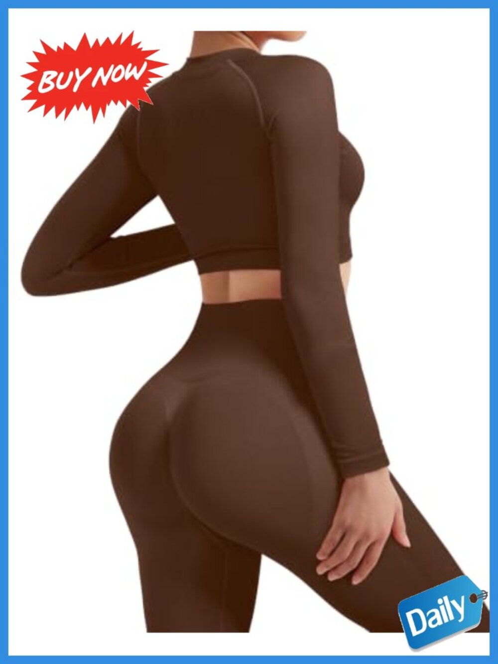 SUUKSESS 2 Piece Workout Set Half-Zip Athletic Top Seamless Ribbed Leggings